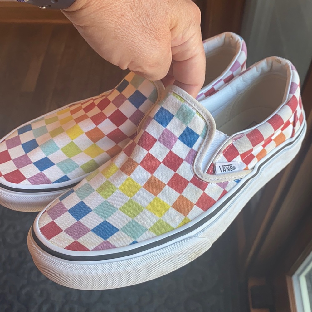 Rainbow check Vans . Women’s size 8